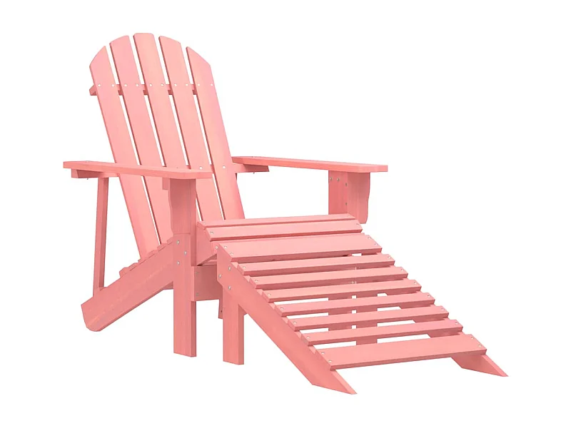 Chaise de jardin Adirondack avec pouf bois de sapin solide rose