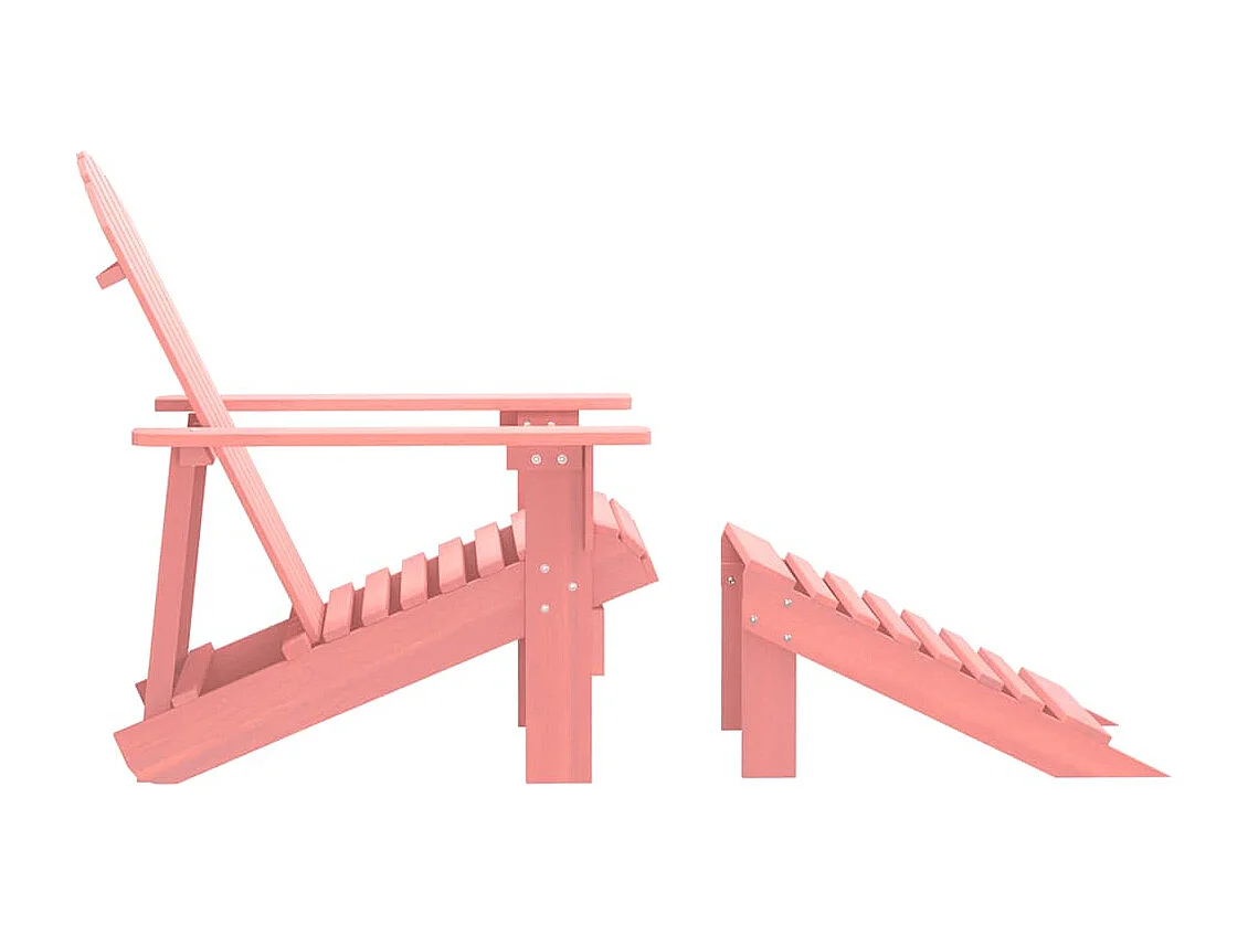 Chaise de jardin Adirondack avec pouf bois de sapin solide rose
