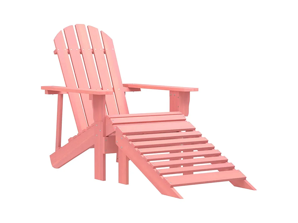 Tuinstoel Adirondack met voetenbank massief vurenhout roze