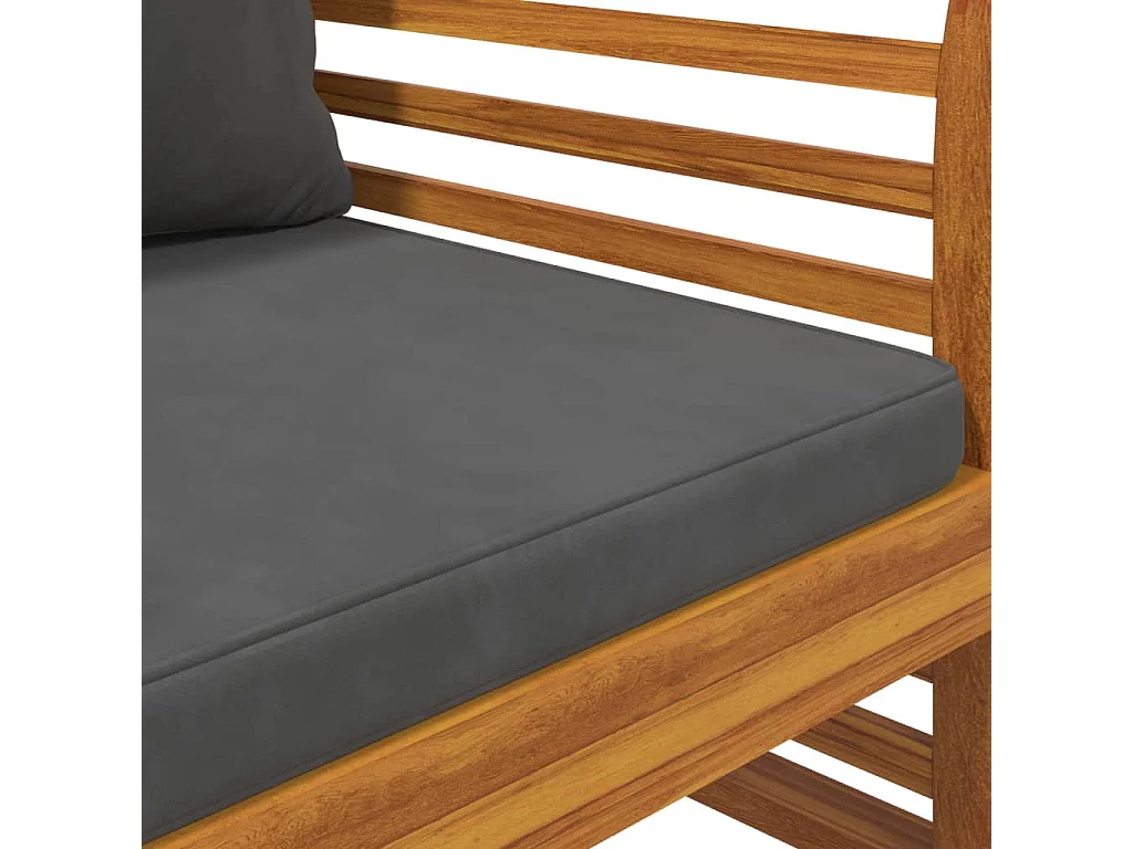 Chaises de canapé coussins gris foncé lot de 2 acacia massif