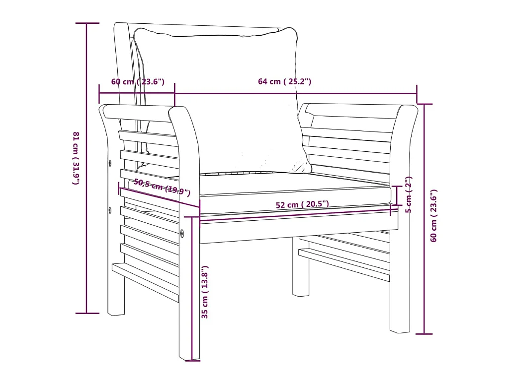 Sillones con cojines gris oscuro 2 uds madera maciza de acacia