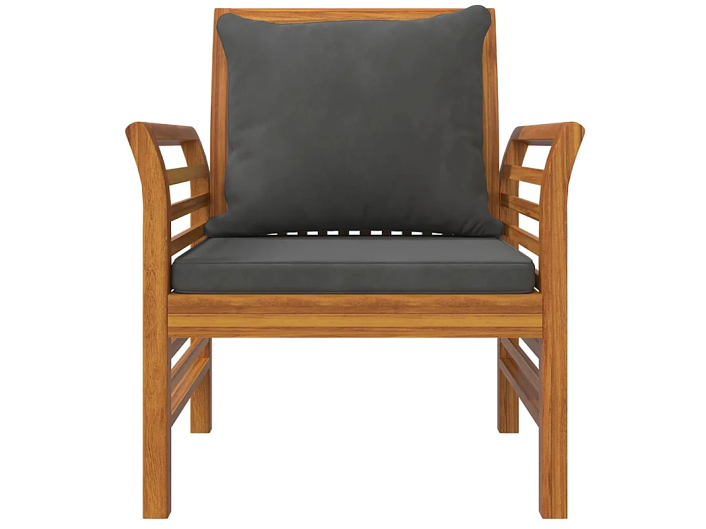Sillones con cojines gris oscuro 2 uds madera maciza de acacia