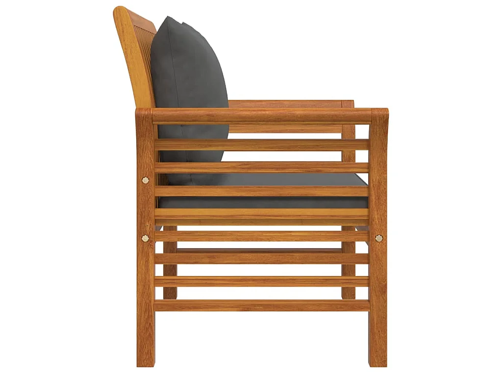 Sillones con cojines gris oscuro 2 uds madera maciza de acacia