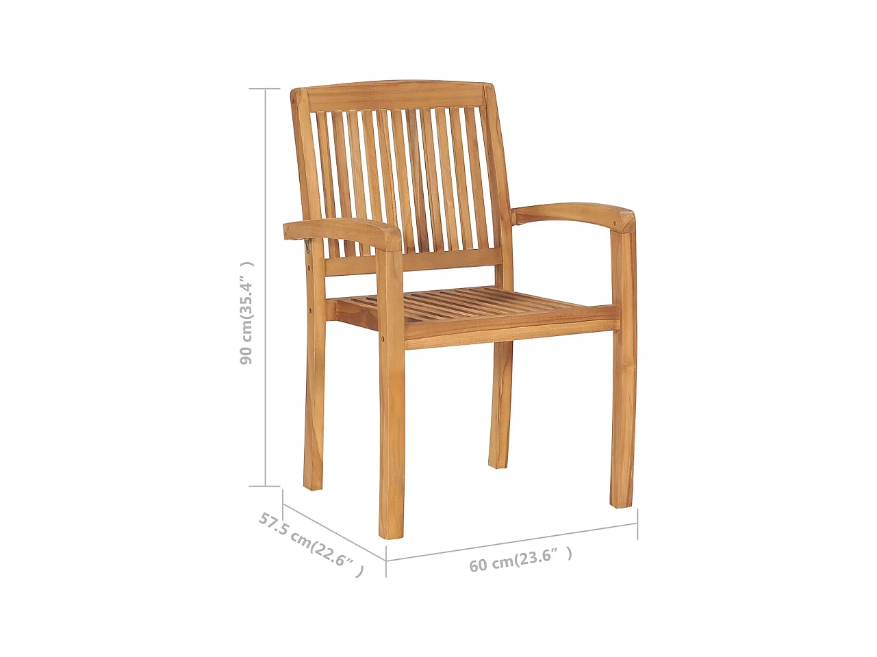 Chaises de jardin empilables avec coussins lot de 8 Teck solide
