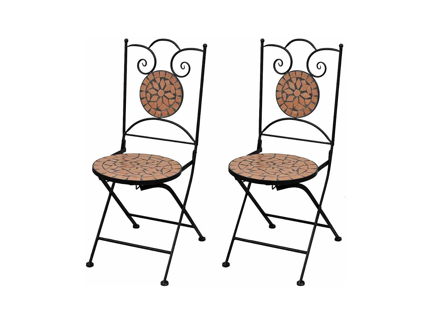 Sedie da Bistrot Pieghevoli 2 pz in Ceramica Terracotta
