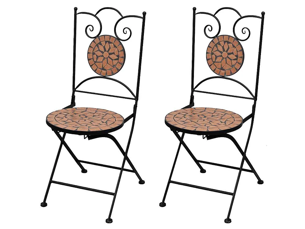 Sedie pieghevoli, 2 pezzi, in ceramica e terracotta