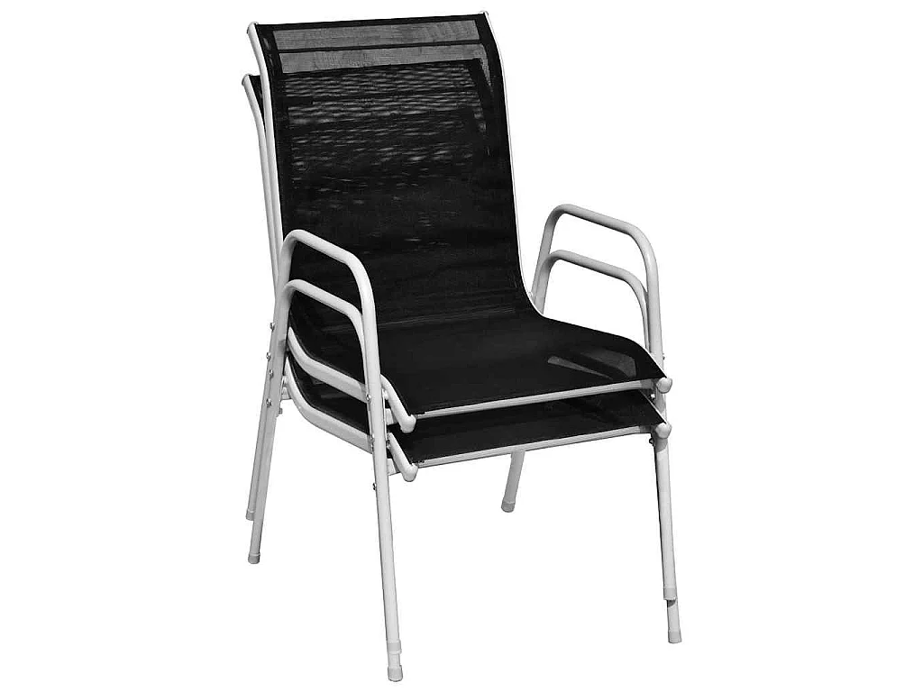 Stapelbare Gartenstühle 2 Stk. Stahl und Textilene Schwarz