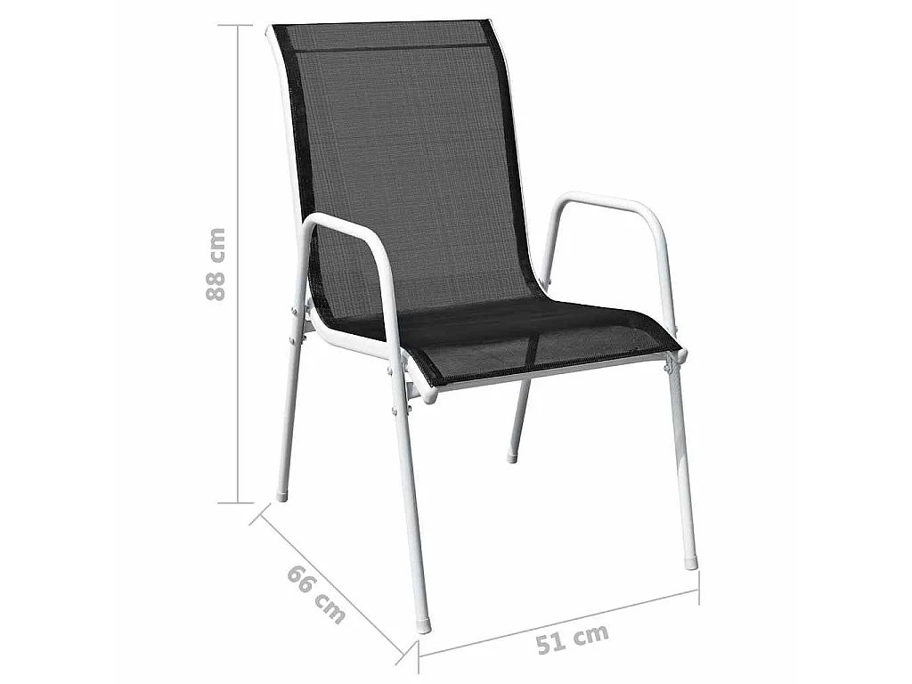 Stapelbare Gartenstühle 2 Stk. Stahl und Textilene Schwarz