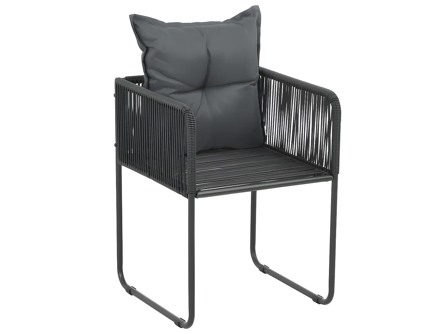 Tuinstoelen 2 st met kussens poly rattan zwart