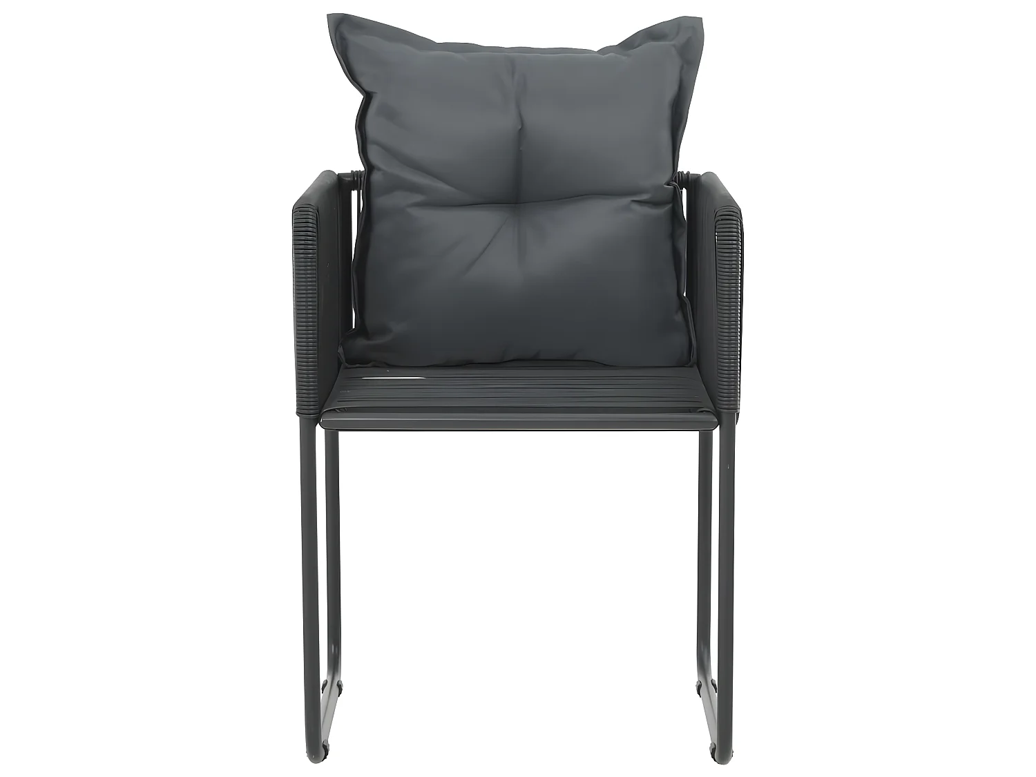 Tuinstoelen 2 st met kussens poly rattan zwart