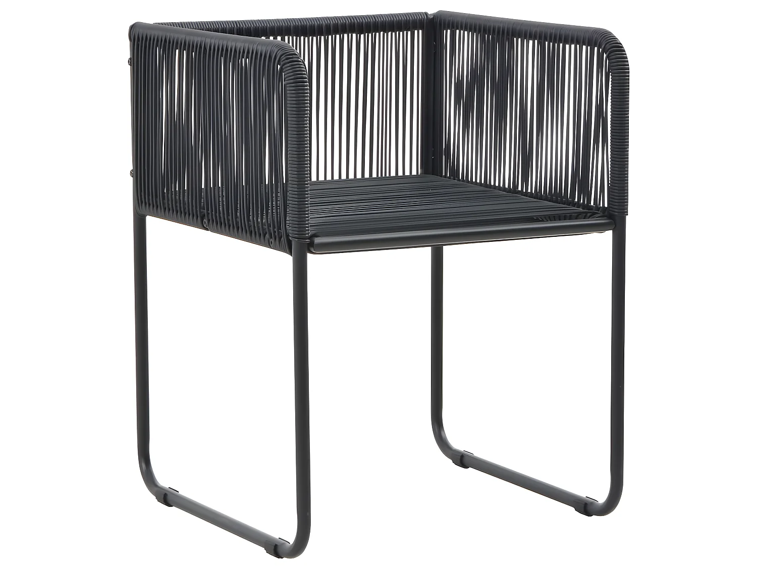 Tuinstoelen 2 st met kussens poly rattan zwart