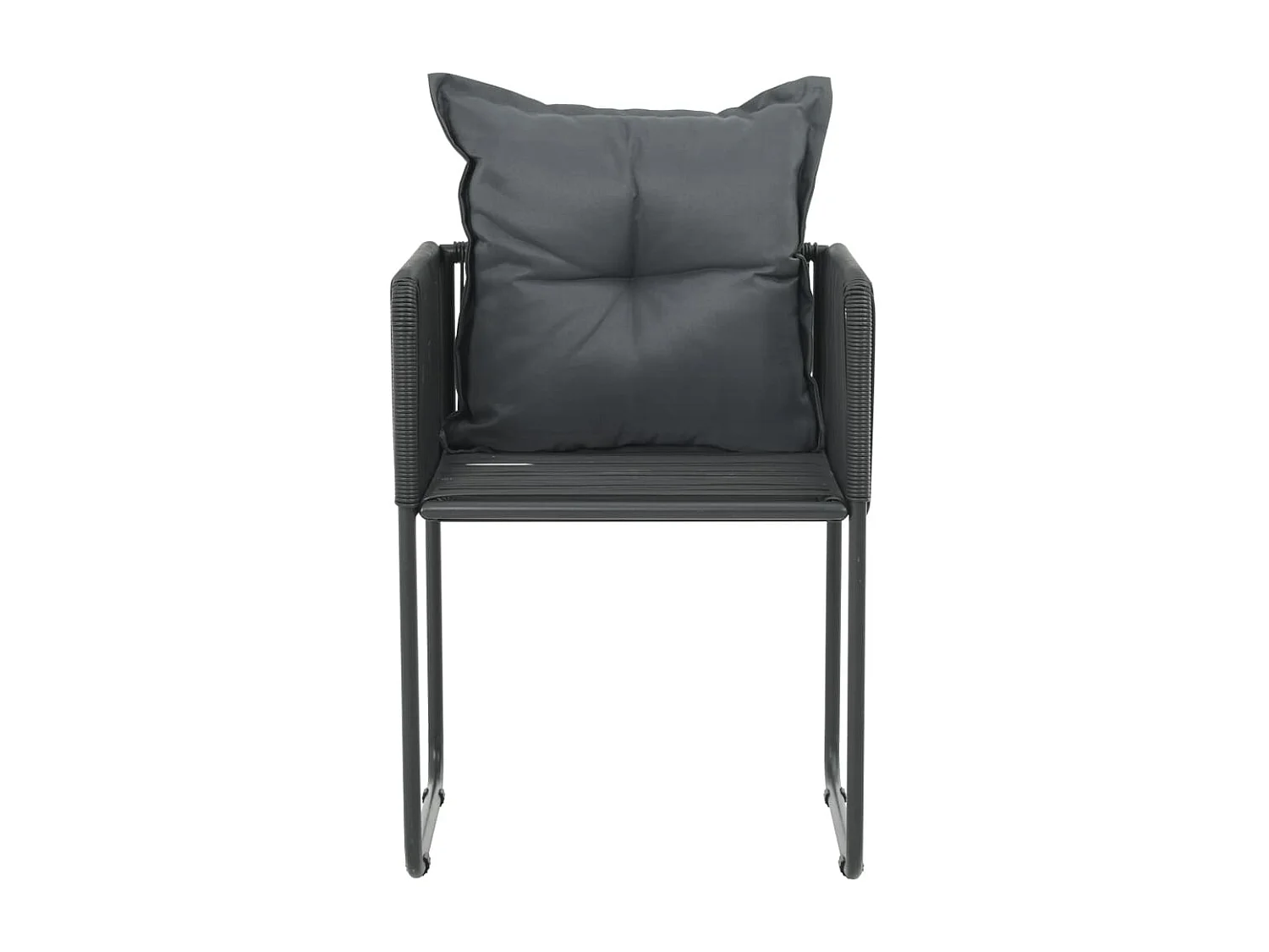 Chaises d'extérieur lot de 2 avec oreillers Résine tressée Noir