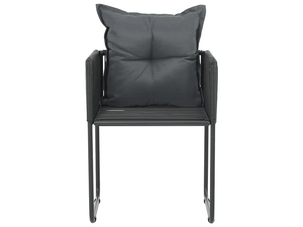 Sedie da Esterno 2 pz con Cuscini in Polyrattan Nere
