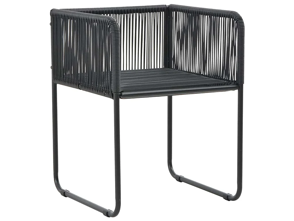 Gartenstühle 2 Stk. mit Polstern Poly Rattan Schwarz