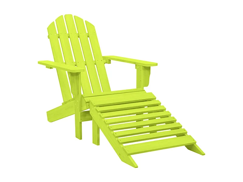 Cadeira Adirondack para jardim com otomano abeto maciço verde