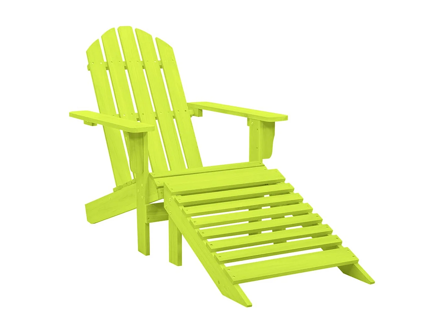 Cadeira Adirondack para jardim com otomano abeto maciço verde