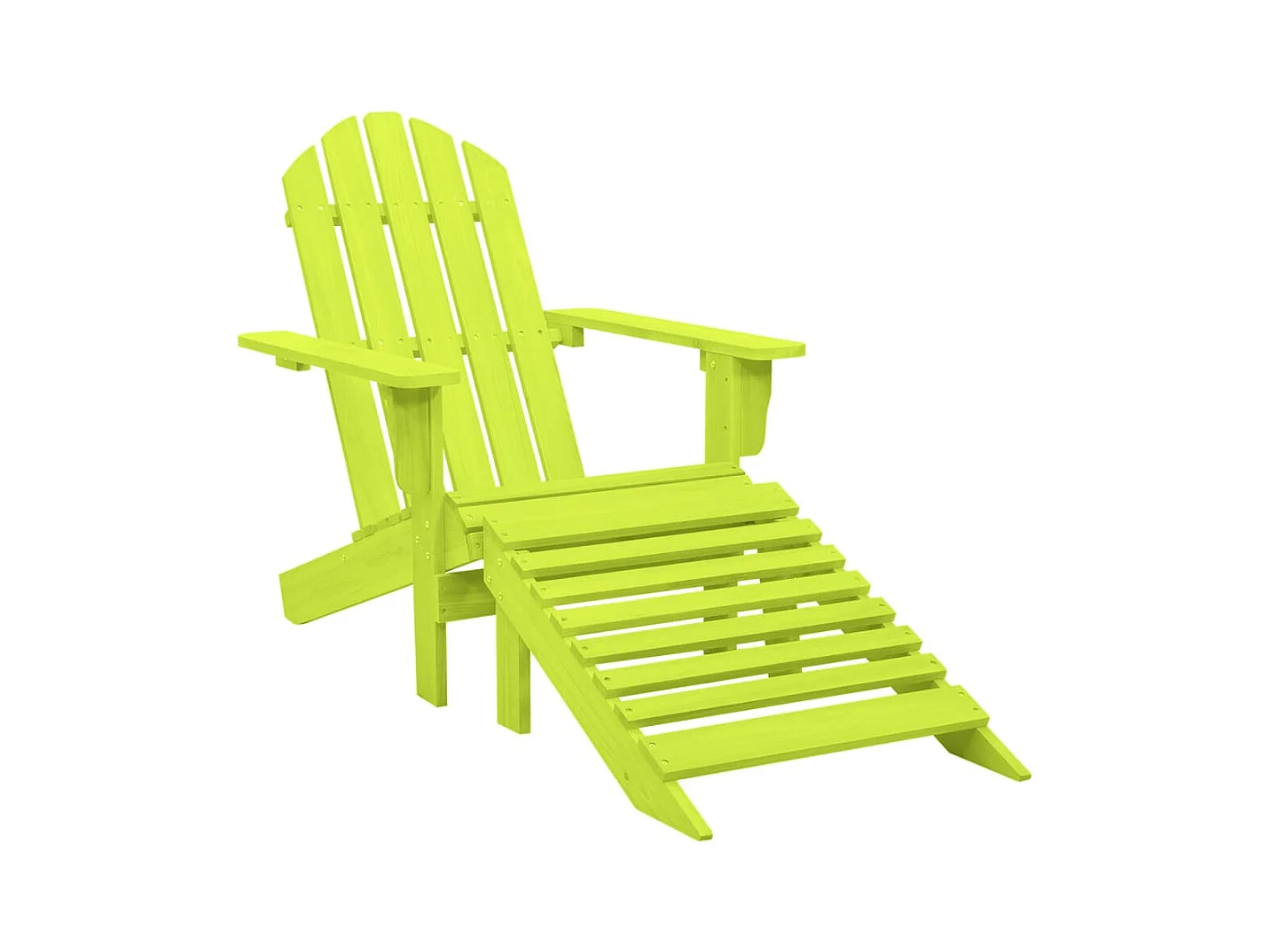 Chaise de jardin Adirondack avec pouf bois de sapin solide vert