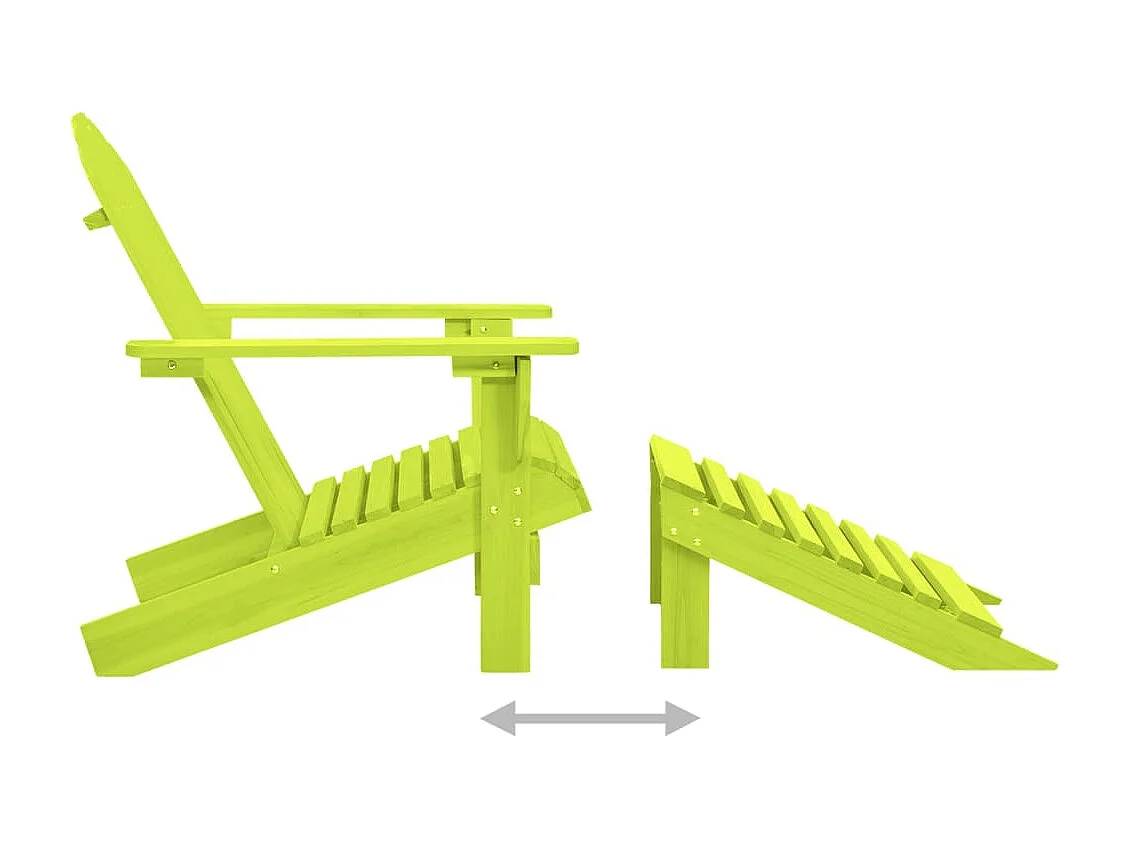 Chaise de jardin Adirondack avec pouf bois de sapin solide vert