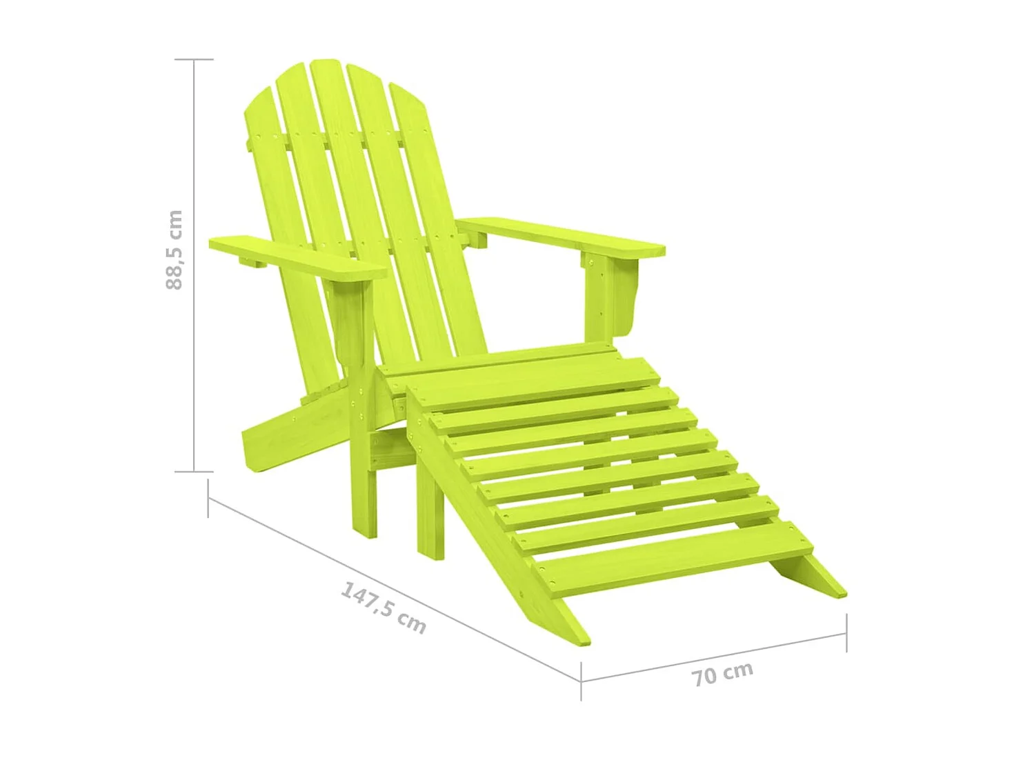 Chaise de jardin Adirondack avec pouf bois de sapin solide vert