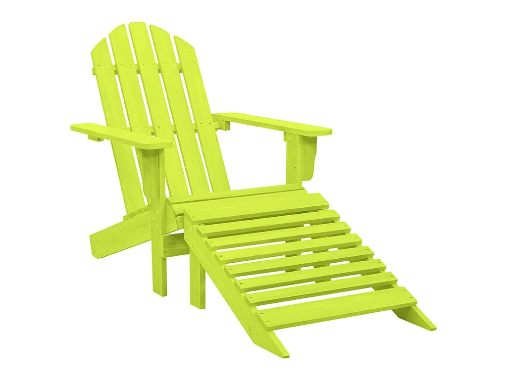 Chaise de jardin Adirondack avec pouf bois de sapin solide vert