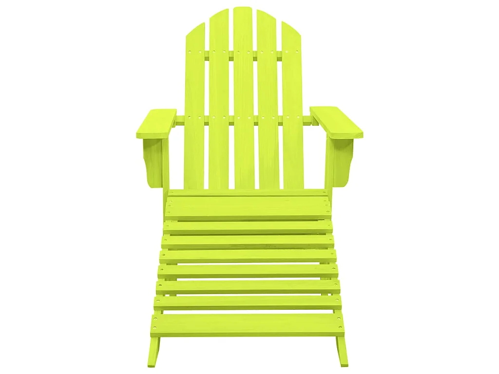 Chaise de jardin Adirondack avec pouf bois de sapin solide vert