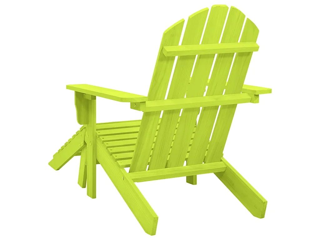 Chaise de jardin Adirondack avec pouf bois de sapin solide vert
