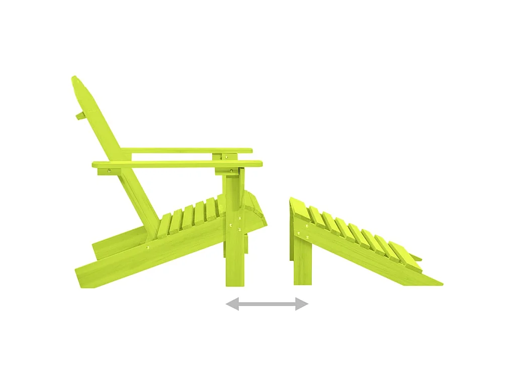 Chaise de jardin Adirondack avec pouf bois de sapin solide vert