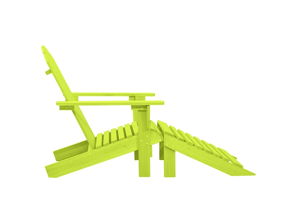 Chaise de jardin Adirondack avec pouf bois de sapin solide vert