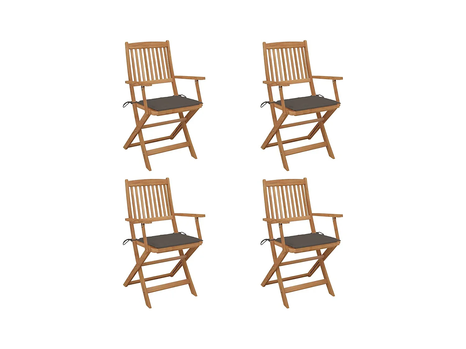 Chaises pliables de jardin lot de 4 avec coussins Bois d'acacia