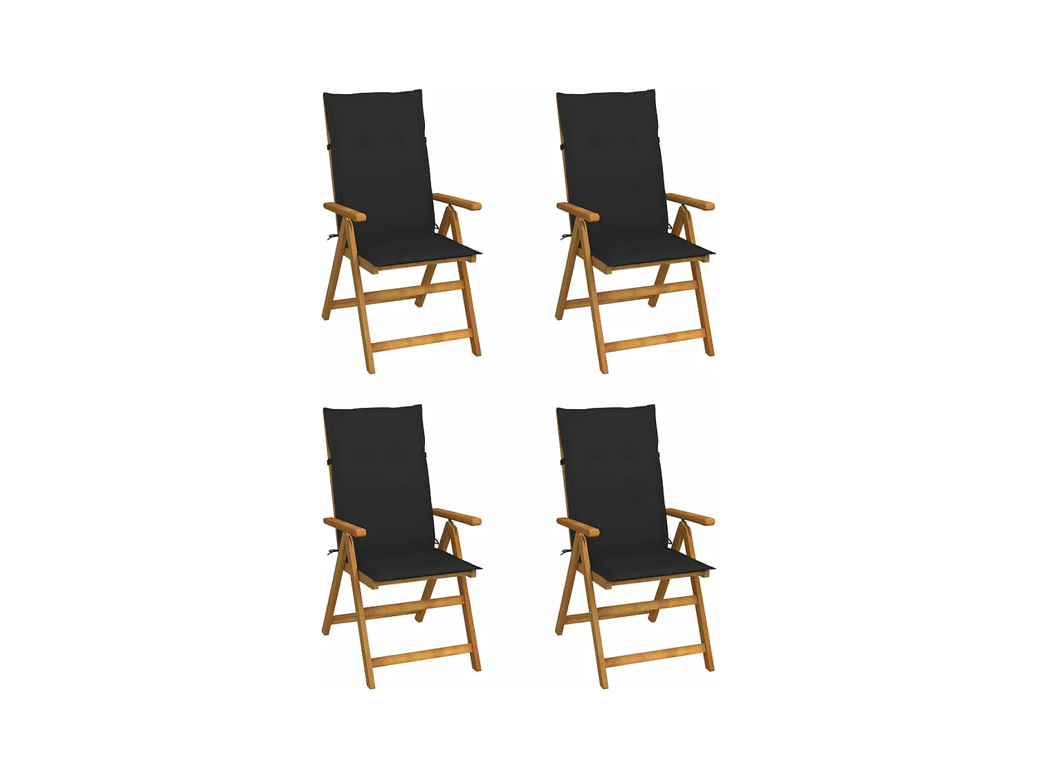 Chaises inclinables de jardin lot de 4 et coussins Bois acacia