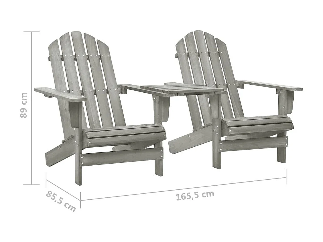 Tuinstoelen Adirondack met tafeltje massief vurenhout grijs