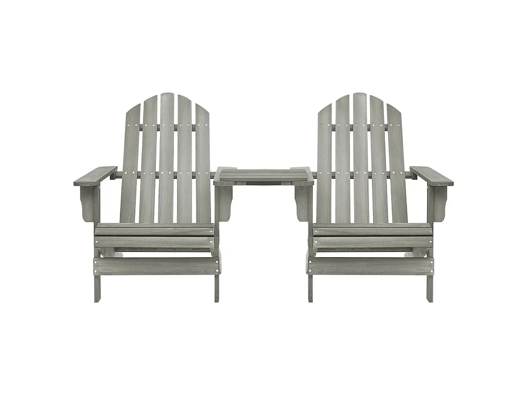 Cadeiras jardim Adirondack + mesa centro madeira abeto cinza