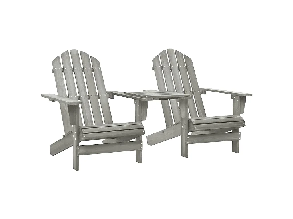 Sillas Adirondack de jardín y mesita madera maciza abeto gris