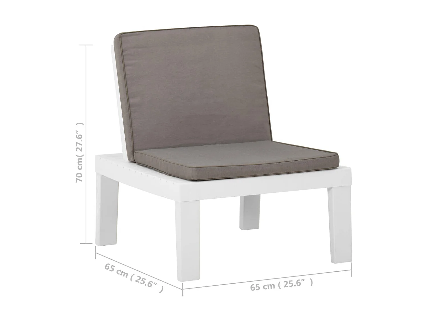 Garten-Lounge-Stuhl mit Auflage Kunststoff Weiß