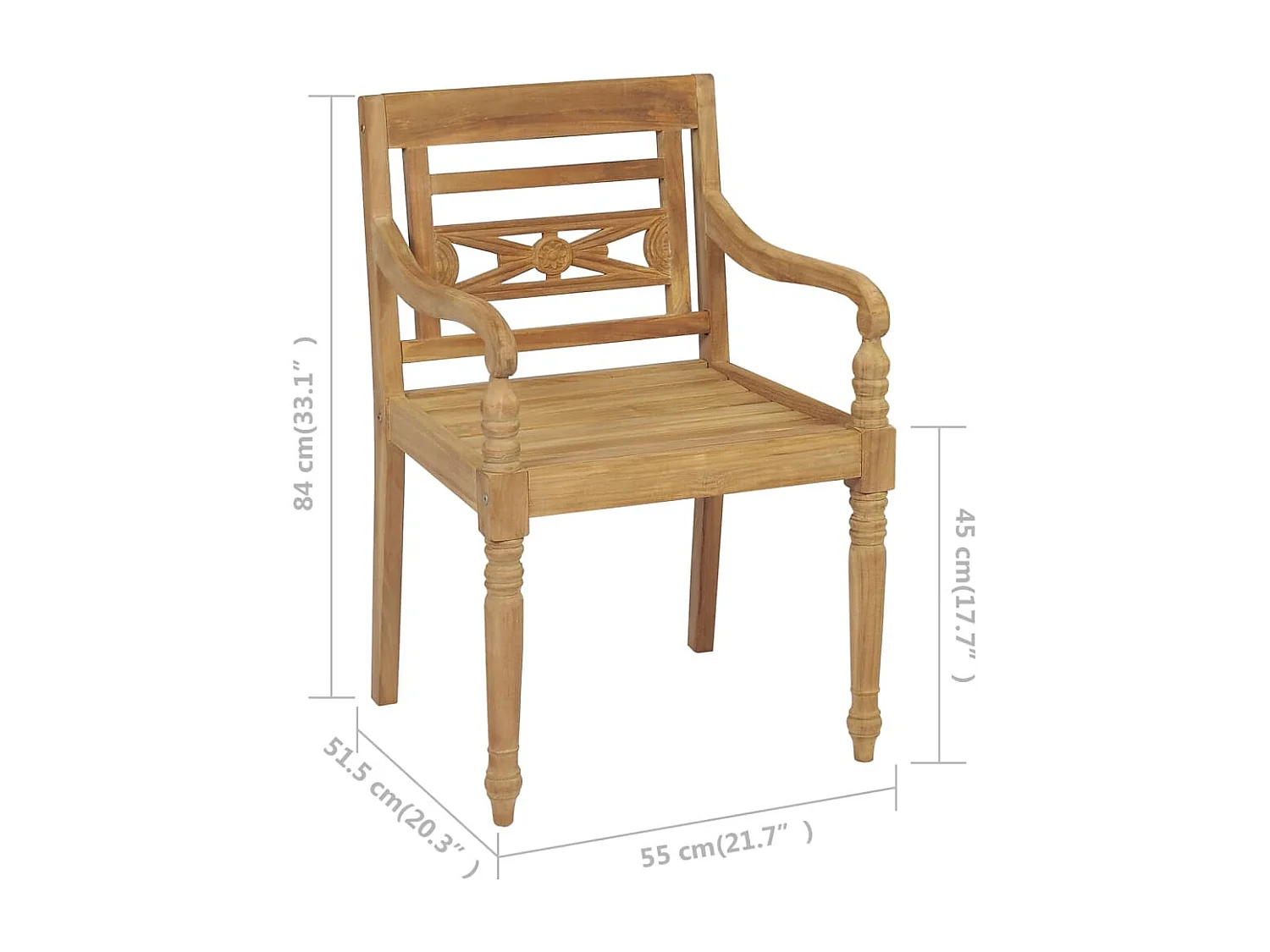 Chaises Batavia avec coussins lot de 6 Bois de teck solide