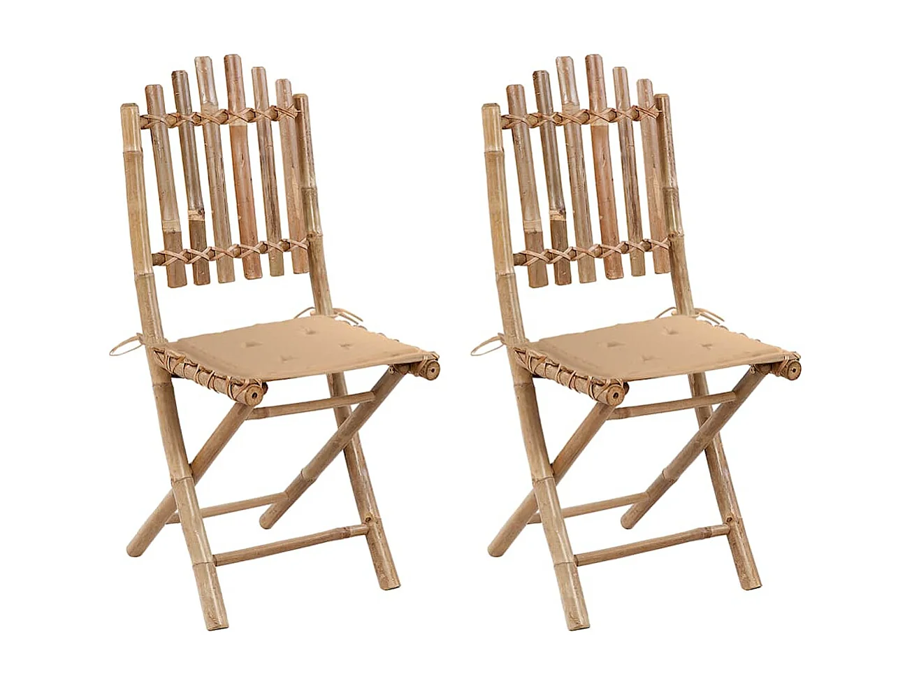 Klappbare Gartenstühle 2 Stk. mit Kissen Bambus