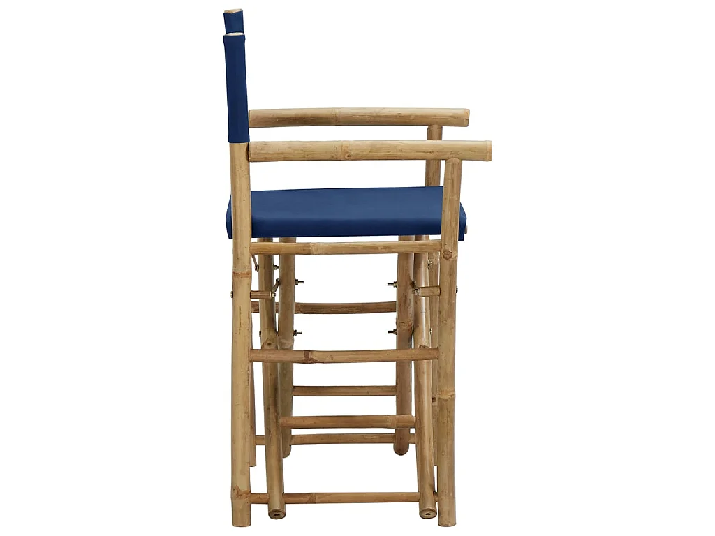 Chaises pliables de directeur lot de 2 Bleu Bambou et tissu