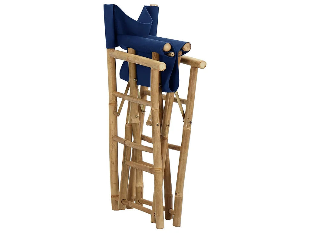 Chaises pliables de directeur lot de 2 Bleu Bambou et tissu