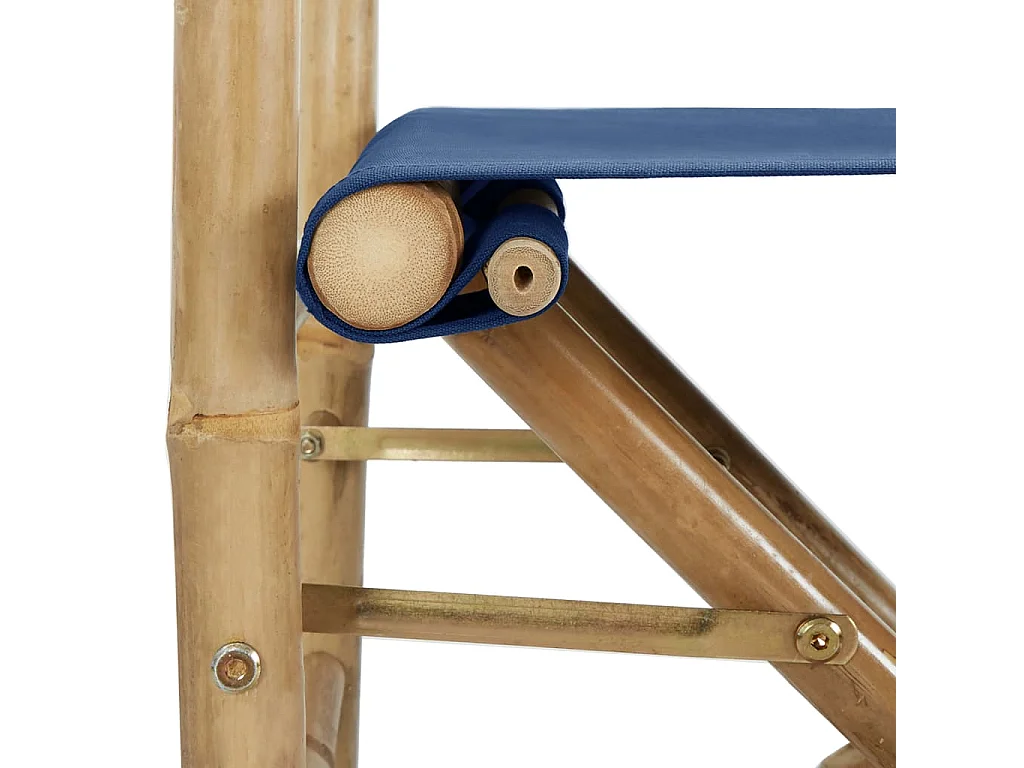 Chaises pliables de directeur lot de 2 Bleu Bambou et tissu