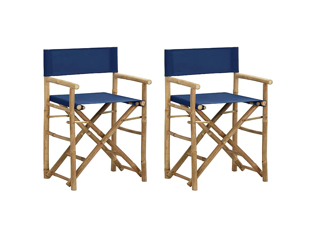 Regisseursstoelen 2 st inklapbaar blauw bamboe en stof