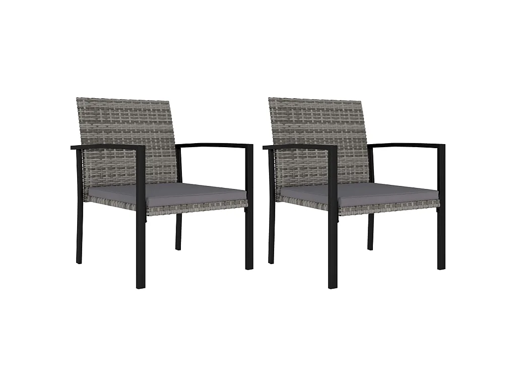 Chaises à manger de jardin lot de 2 Résine tressée Gris