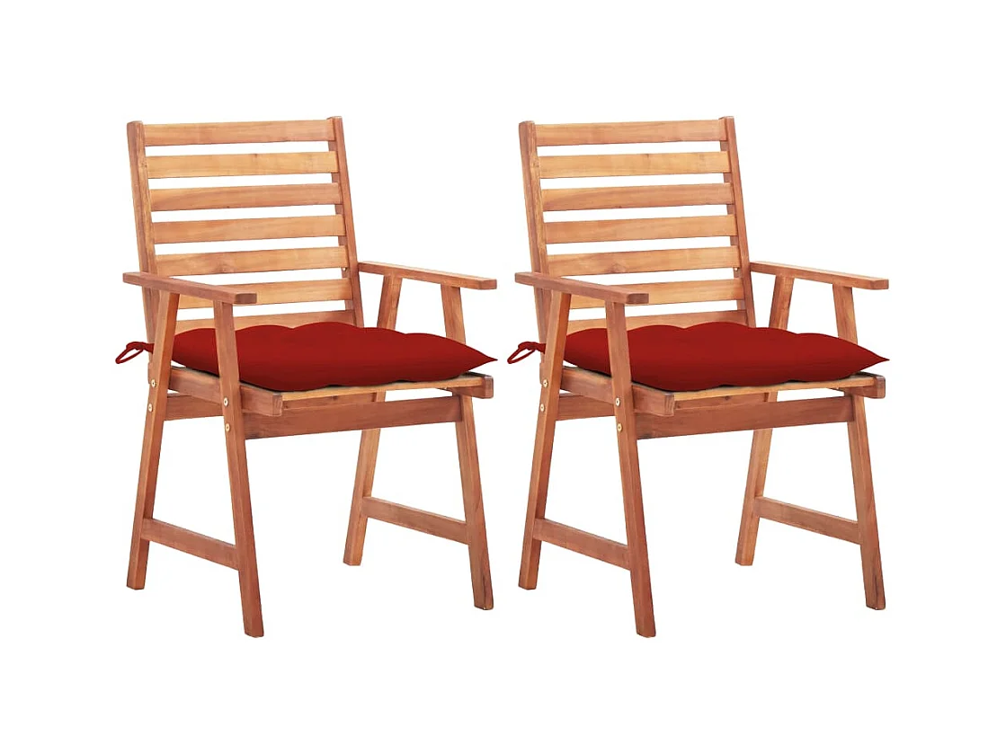 Chaises à manger d'extérieur lot de 2 et coussins Acacia massif