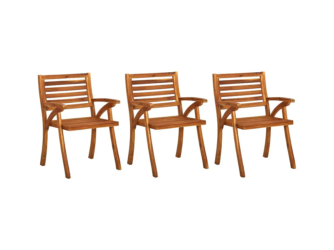 Chaises de jardin lot de 3 Bois d'acacia solide