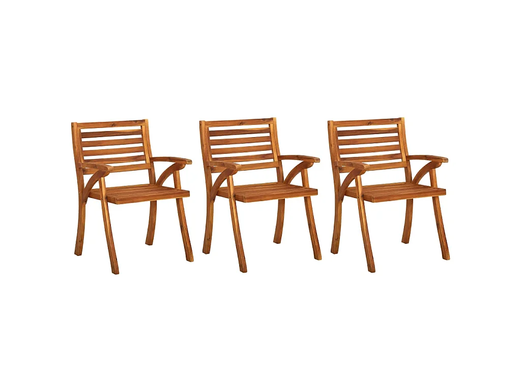 Chaises de jardin lot de 3 Bois d'acacia solide
