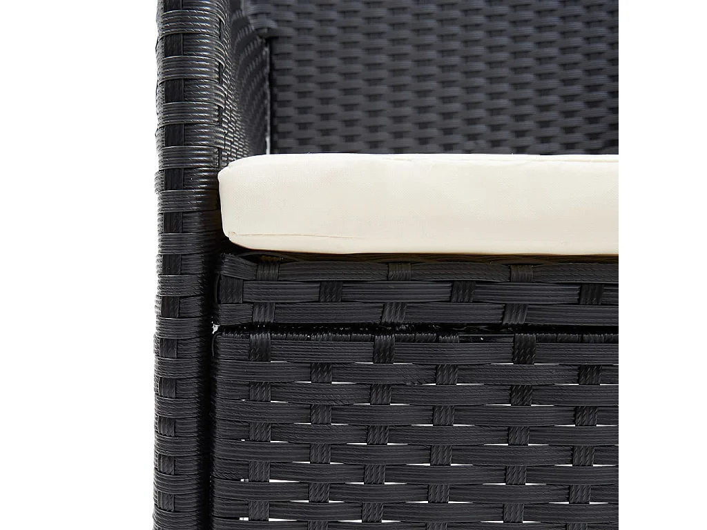 Sedie da Pranzo per Giardino 4 pz in Polyrattan Nero