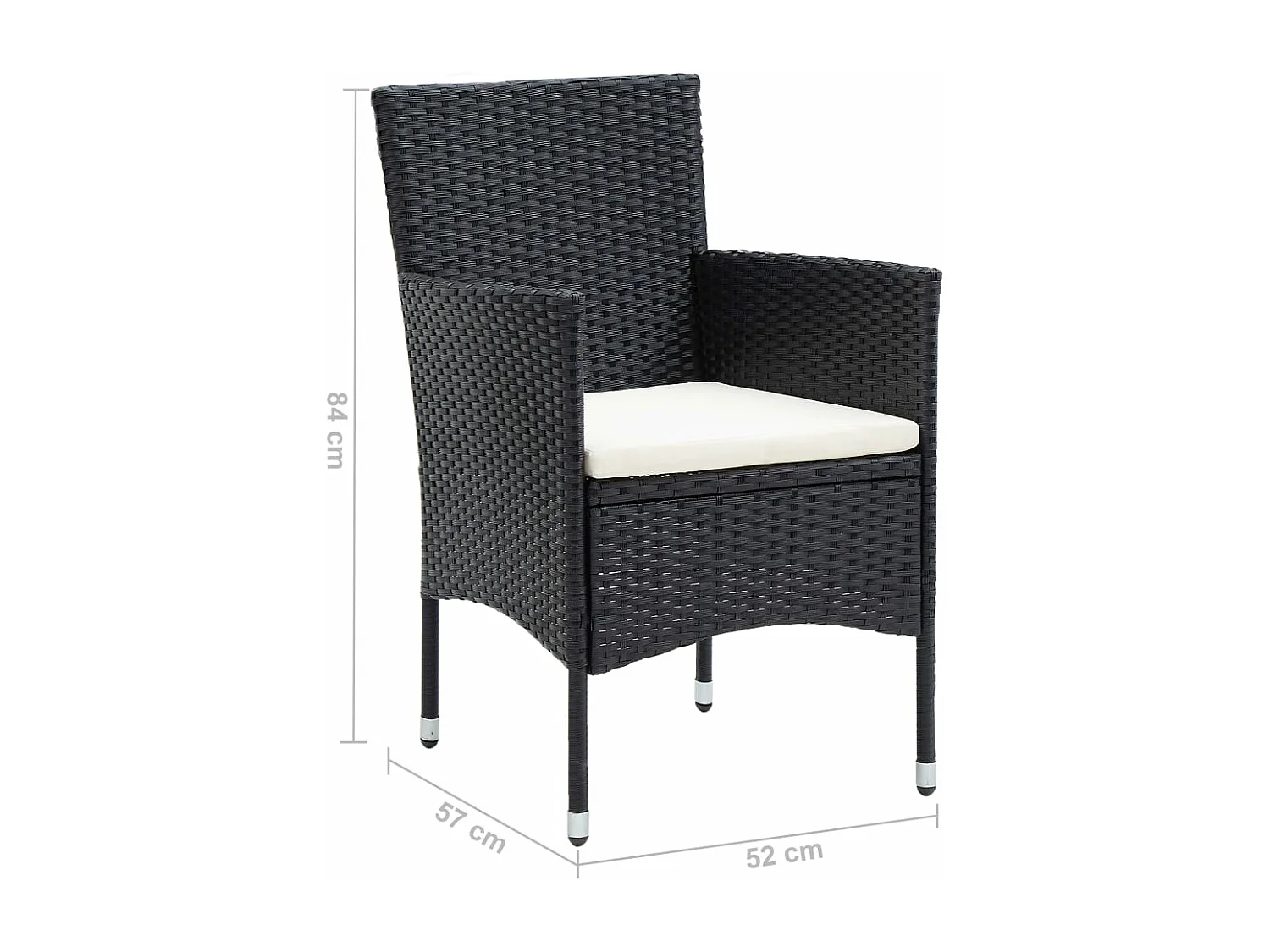 Sedie da Pranzo per Giardino 4 pz in Polyrattan Nero