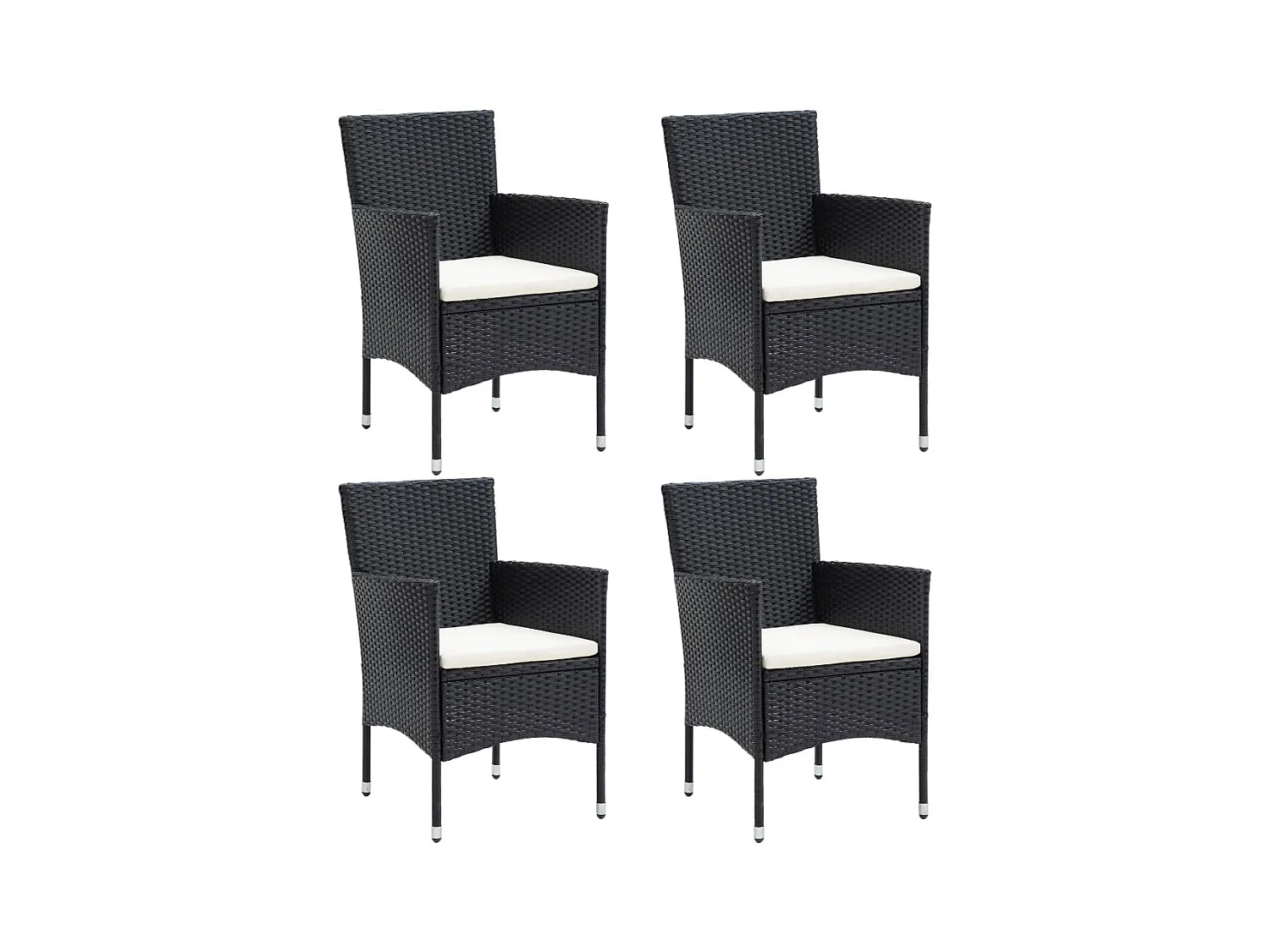 Tuinstoelen 4 st poly rattan zwart