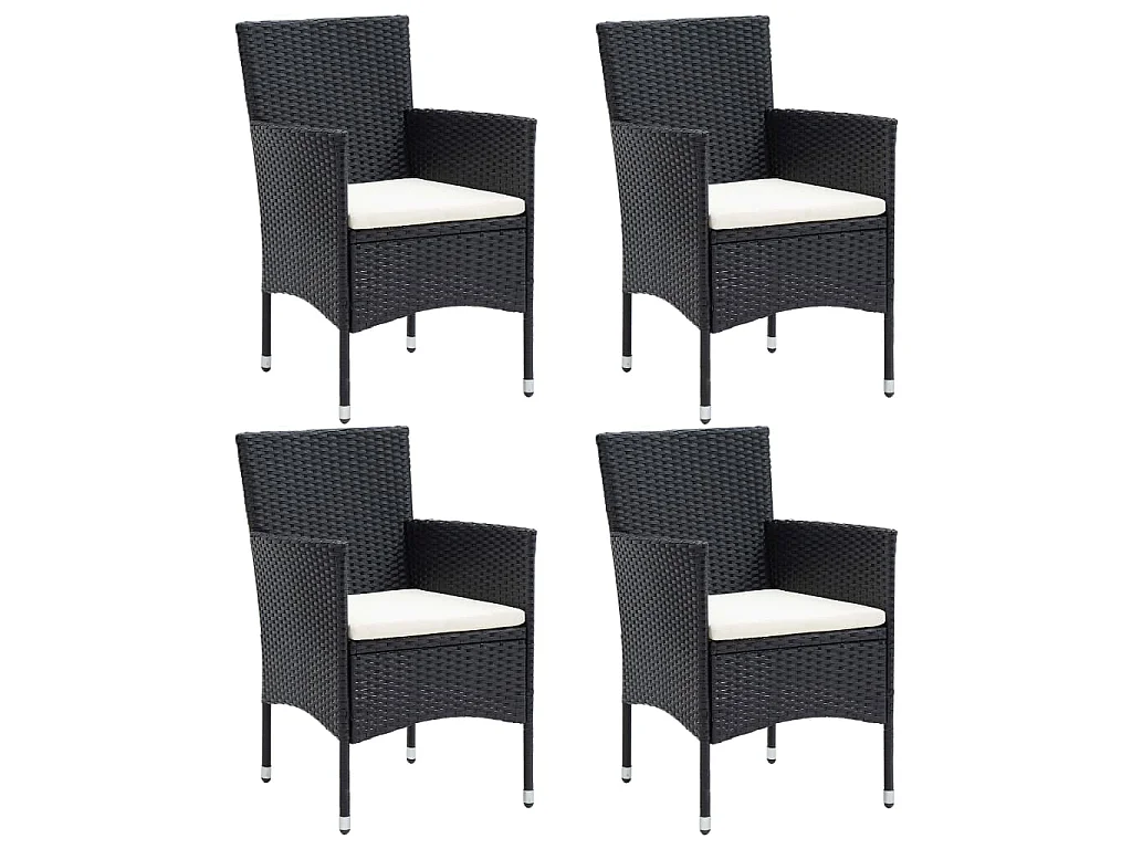 Garten-Essstühle 4 Stk. Poly Rattan Schwarz