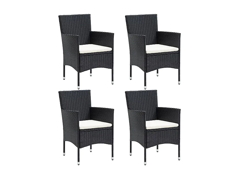 Chaises à manger de jardin lot de 4 Résine tressée Noir