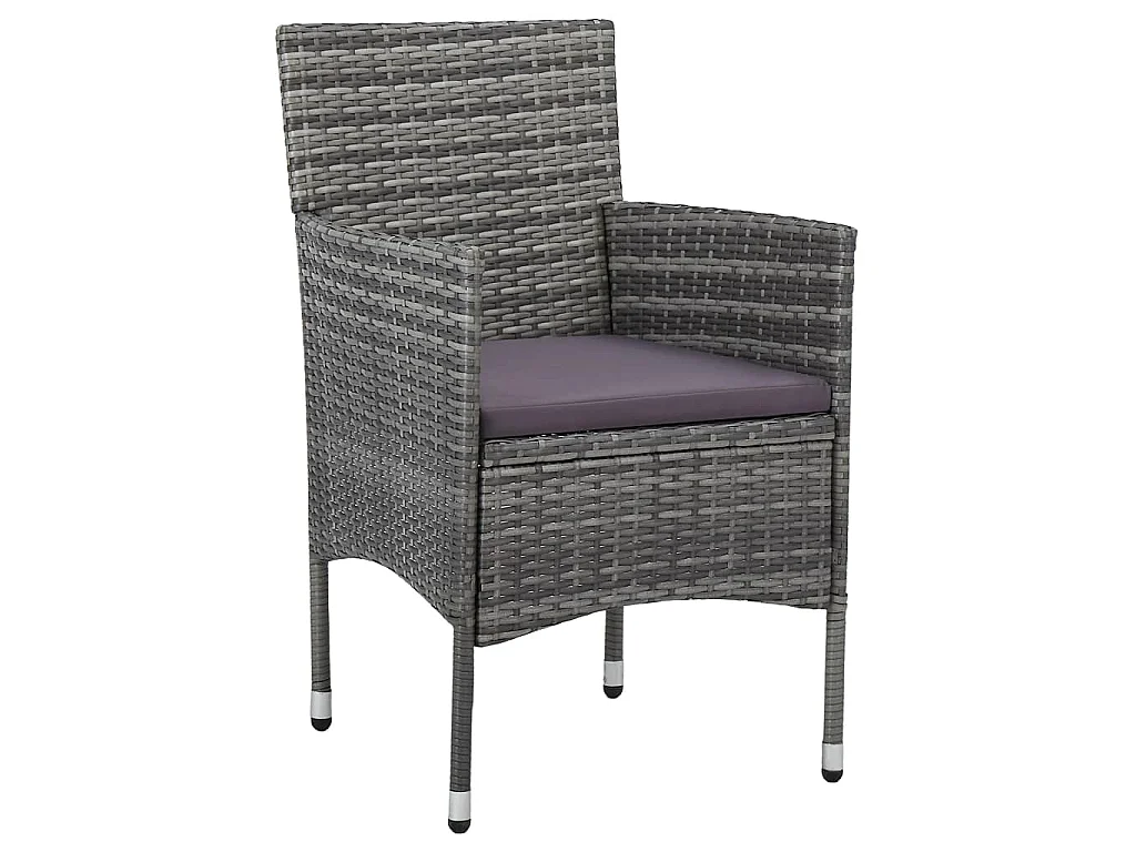 Garten-Essstühle 2 Stk. Poly Rattan Grau